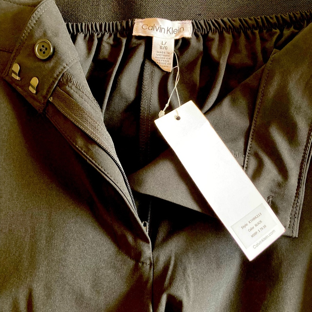 Calvin Klein Black Moisture Wick Wide Leg Dress Pants Size Large